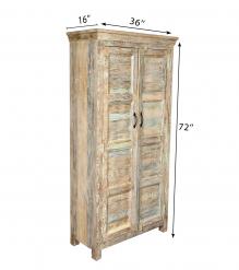 SOLID RECLAIMED TEAK WOOD  2 DOOR WARDROBE CABINET ARMOIRE