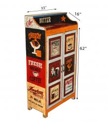 SOLID WOOD HAND PAINTED ADVERTISING 2 DOOR STORAGE CABINET