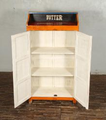 SOLID WOOD HAND PAINTED ADVERTISING 2 DOOR STORAGE CABINET