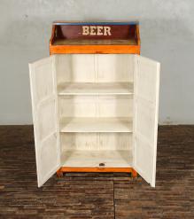 SOLID WOOD HAND PAINTED ADVERTISING 2 DOOR STORAGE CABINET