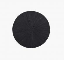 ROUND WOOD COFFEE TABLE W/ IRON LEGS