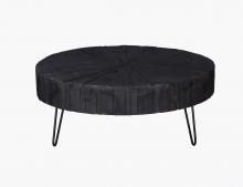 SOLID WOOD & IRON ROUND COFFEE TABLE