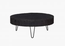 SOLID WOOD & IRON ROUND COFFEE TABLE