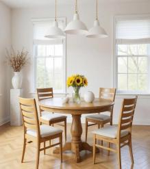 ROUND SOLID WOOD DINING TABLE