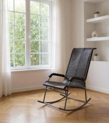 FULL HIDE LEATHER & IRON ROCKING CHAIR