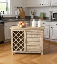 SOLID RECLAIMED TEAK WOOD WINE BAR W/ CABINET