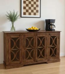 SOLID WOOD & GLASS MODERN SIDEBOARD