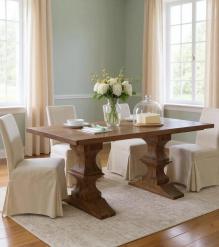 SOLID WOOD PEDESTAL DINING TABLE