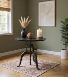 ADJUSTABLE HEIGHT IRON CRACK ROUND TABLE