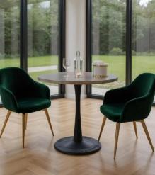 ROUND SOLID WOOD TOP & IRON BASE TABLE