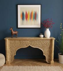 HAND CARVED SOLID WOOD CONSOLE TABLE
