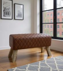 QUILTED GENUINE LEATHER STOOL BENCH