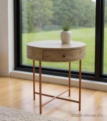 SOLID WOOD & METAL 1 DRAWER END TABLE / NIGHTSTAND