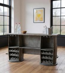 SOLID WOOD DOUBLE BARREL BAR COUNTER
