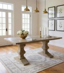 SOLID WOOD PEDESTAL DINING TABLE