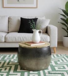 SOLID WOOD & IRON COFFEE TABLE