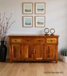 SOLID RECLAIMED TEAK WOOD SIDEBOARD 4 DOORS / 4 DRAWERS 