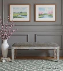 UPHOLSTERED CLOTH & SOLID WOOD BENCH