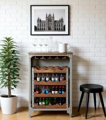 SOLID WOOD & IRON BAR CABINET