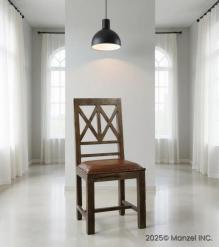 WOODEN LEATHER DINING CHAIR
