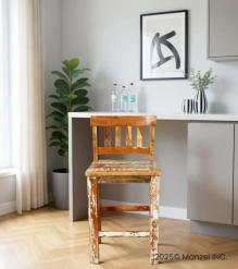SOLID RECLAIMED TEAK WOOD COUNTER HEIGHT STOOL