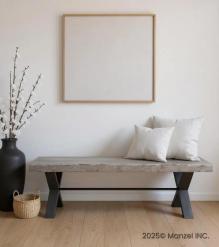 DECORATIVE WOOD & METAL BENCH