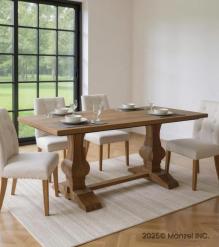 SOLID WOOD PEDESTAL DINING TABLE