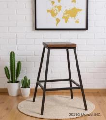 RECLAIMED WOOD AND IRON COUNTER STOOL