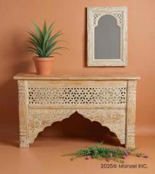 HAND CARVED SOLID WOOD CONSOLE TAB;E