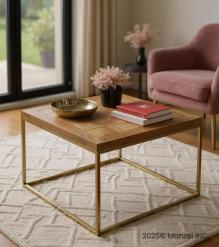 SOLID WOOD & IRON COFFEE TABLE