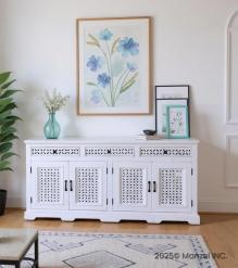 HAND CARVED WOOD SIDEBOARD CABINET