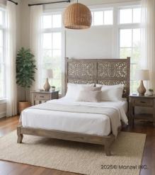 HAND CARVED WOODEN KING SIZE BED