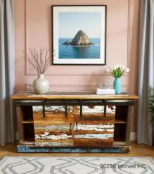 SOLID RECLAIMED TEAK SIDEBOARD W/ SLIDING DOORS