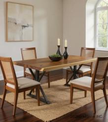 LIVE EDGE SOLID SUAR WOOD TABLE W/ METAL BASE