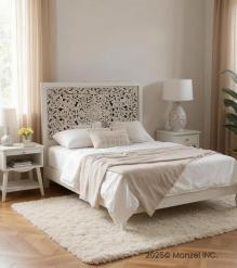 WOODEN PAINTED CARVED BED