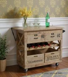 SOLID WOOD KITCHEN TROLLY ISLAND
