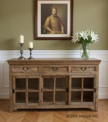 TRADITIONAL SOLID WOOD 3 DOOR SLIDERS WITH DRAWERS SIDEBOARD