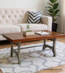 Solid Wood Coffee Table w Iron Base