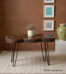 SOLID LIVE EDGE TABLE W/ IRON LEGS