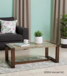 SOLID WOOD & IRON COFFEE TABLE