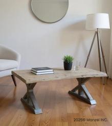 SOLID LIVE EDGE WOOD & IRON COFFEE TABLE