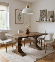 SOLID WOOD PEDESTAL DINING TABLE