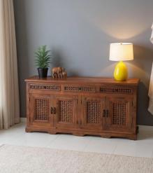 HAND CARVED WOOD SIDEBOARD CABINET