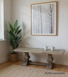 SOLID WOOD PEDESTAL BENCH