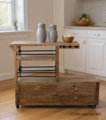 SOLID WOOD BAR CART