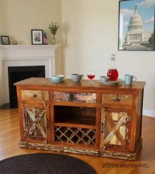 SOLID RECLAIMED TEAK WOOD WINE BAR SIDEBOARD 