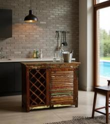 SOLID RECLAIMED TEAK WOOD WINE LIQUOR BAR