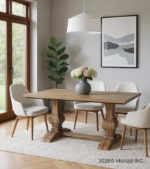 SOLID WOOD PEDESTAL DINING TABLE 