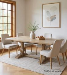 SOLID WOOD PEDESTAL TRESTLE TABLE W / EXTENSIONS