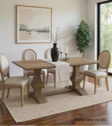 SOLID WOOD PEDESTAL DINING TABLE